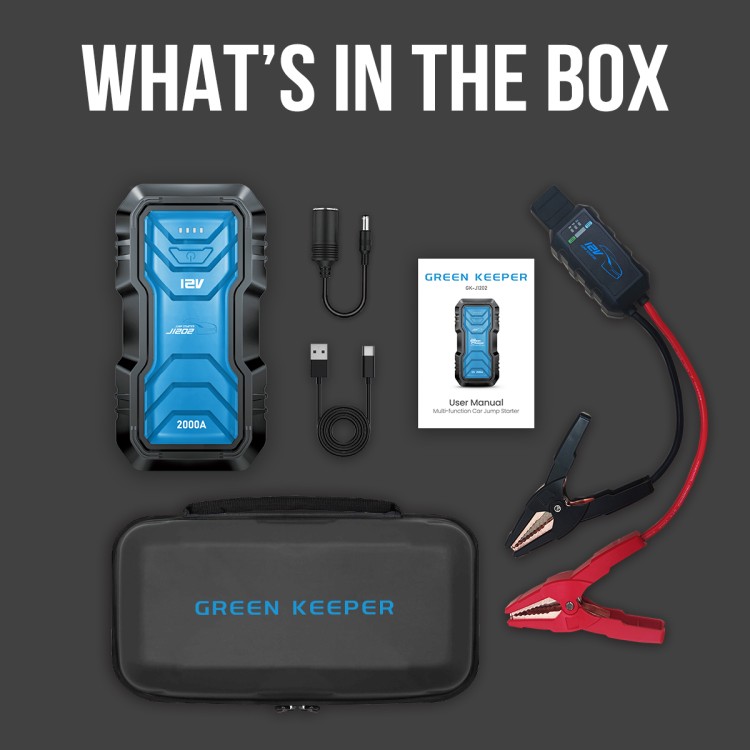Green Keeper - 2000A Portable Jump Starter - Booster GK-J1202